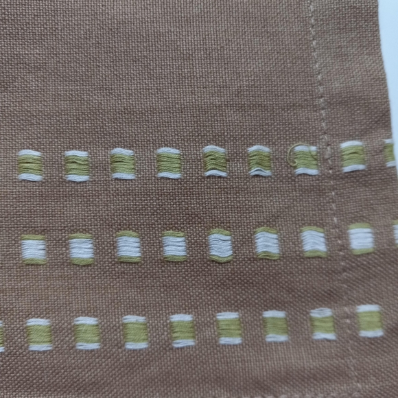 Crate & Barrel Sanali Table Napkins Cotton Embroidered Dining Khaki Set of 7 - Picture 12 of 15